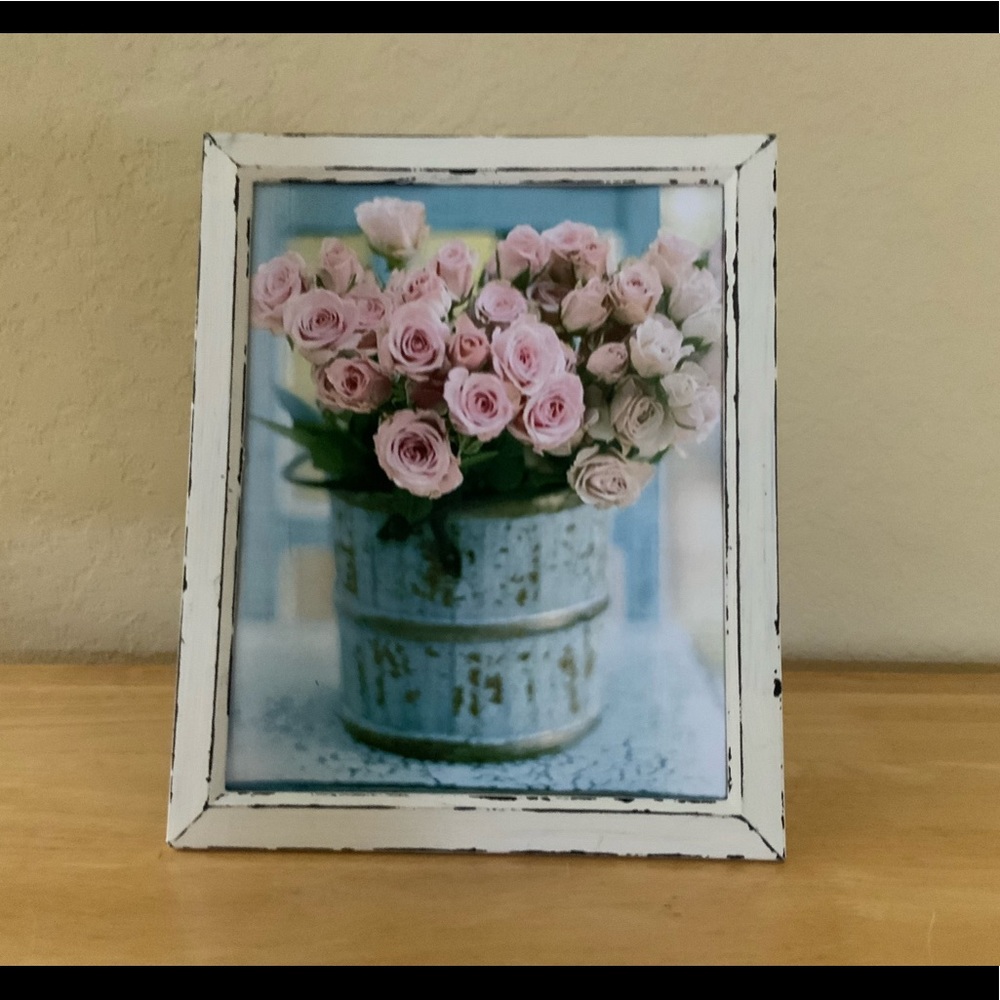 Farmhouse Shabby chic rose flowers picture 8x10 w/frame